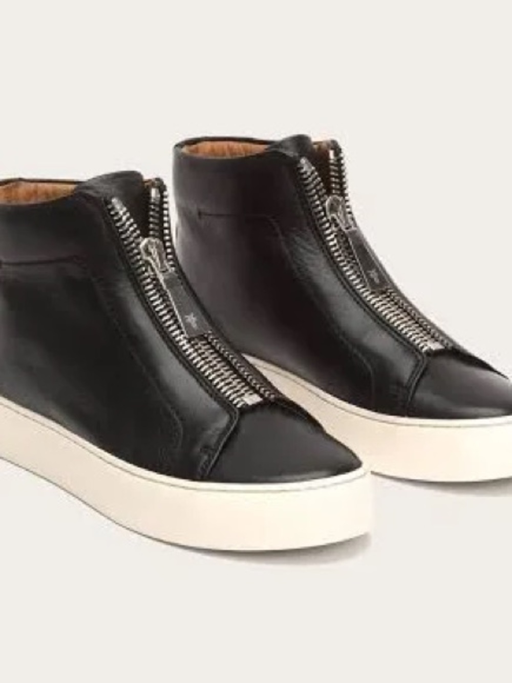 Frye Lena Black Leather Zipper Combat Boots